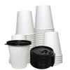 12 oz Disposable White Paper Coffee Cups with Black Flat Lids, Recyclable Hot/Cold Beverage Paper Drinking Cups with Lids for Tea, Water, Coffee, Travel, Picnic, Breakroom, Office (500 PACK) view 1