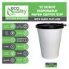 12 oz Disposable White Paper Coffee Cups with Black Flat Lids, Recyclable Hot/Cold Beverage Paper Drinking Cups with Lids for Tea, Water, Coffee, Travel, Picnic, Breakroom, Office (300 PACK) view 2