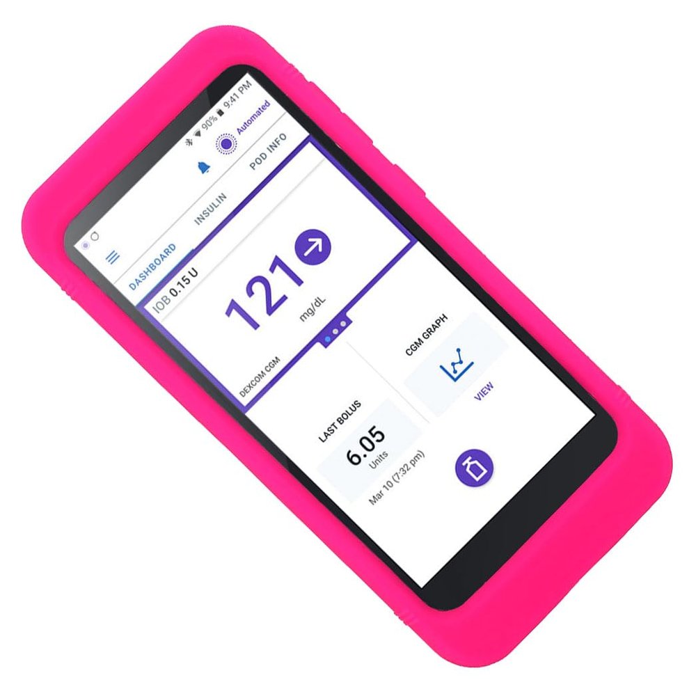 Premium Silicone Case (More fit/More Coverage/More Protection) for Omnipod 5 Receiver (Continuous Glucose Monitoring) (HOT Pink)