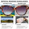 JM Classic Bifocal Reading Glasses Oversized Cateye Stylish Sunglasses Readers for Women Leopard +1.5 view 3