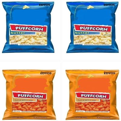 Puffcorn Variety Four (4) - Pack (2) Butter Flavor 3.25 oz and (2) Cheese Flavor 4.25 oz