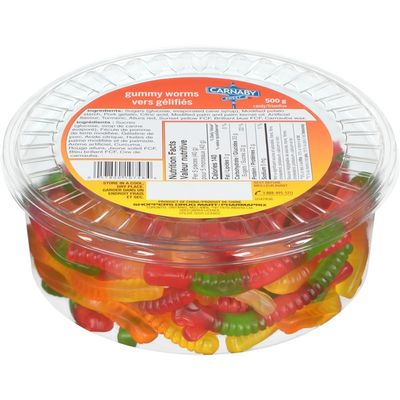 Carnaby Sweet Gummy Worms, 500g/17.5 oz, Tub (Imported from Canada)