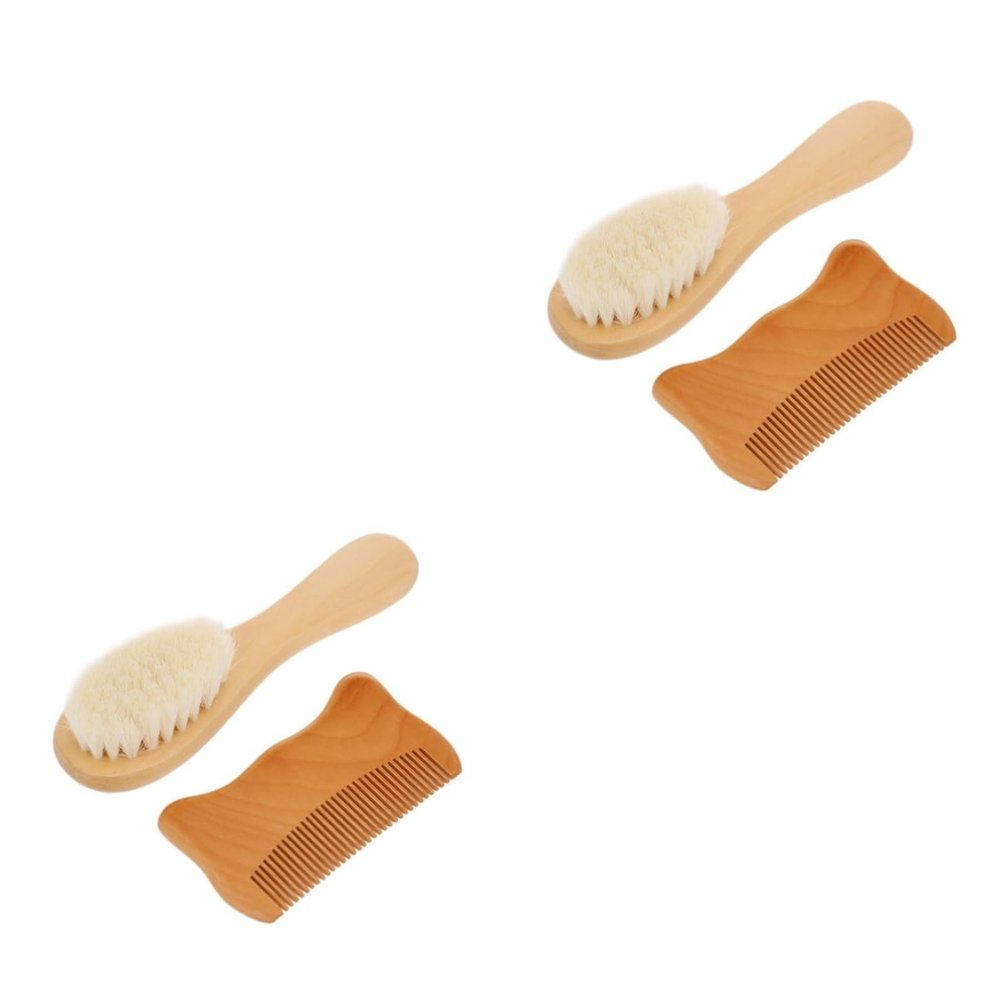 Healifty 4pcs Bathing Brush and Wooden Comb Set Hair Bristles Gentle Skin for Home Use Detangles Hair and Stimulates Scalp for Relaxation