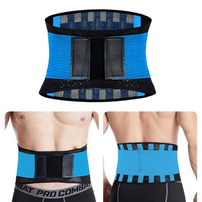 GHAKKE Back Support Lower Back Brace Provides Pain Relief, Breathable Lumbar Decompression Support Belt Waist Trainer for Men Women Keeps Your Spine Straight Safe (Color : Blue, Size : Medium)