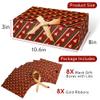 SWANGSA 8 Set Christmas Gift Box with Lids, 10.6''x8''x3'' Kraft Paper Gift Box, Christmas Tree Present Candy Cookie Boxes with Ribbon and 60pcs Adhesive Dots, for Holiday Party Favor Supplies view 3
