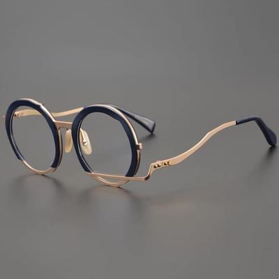 COKYIS Photochromic Reading Glasses Retro Irregular Metal Frame Readers Nerd Computer Readers Tortoiseshell Eyewear Stylish (Color : Blue, Size : 3.0)