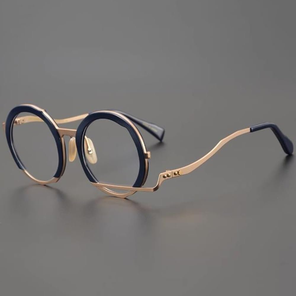 COKYIS Photochromic Reading Glasses Retro Irregular Metal Frame Readers Nerd Computer Readers Tortoiseshell Eyewear Stylish (Color : Blue, Size : 3.0)
