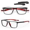 Bulnire Certainow Reading Glasses, Men's Sports Ultra-Light Anti-Blue Light Presbyopic Glasses with Anti-slip Silicone Ear Clip (Red, 3.5, diopters) view 1