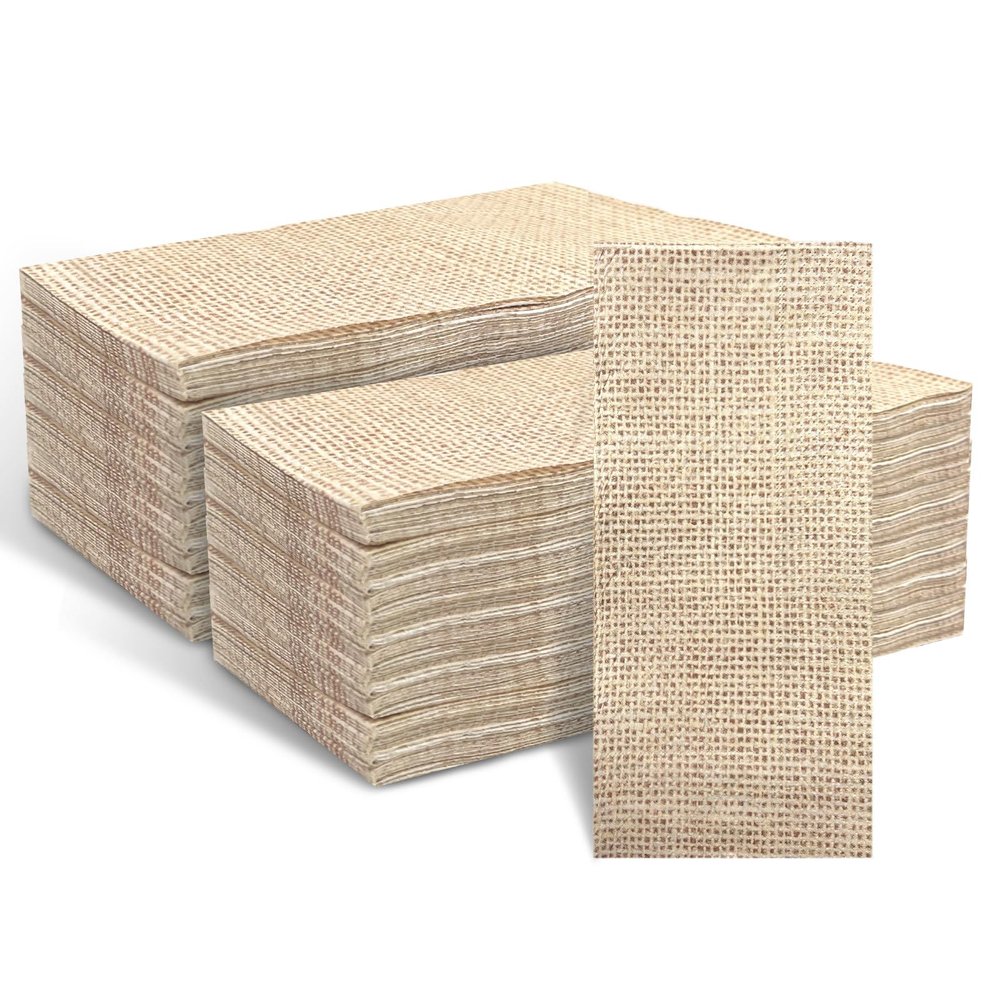 120 Pcs Burlap Printed Napkins, Guest Towels Disposable Bathroom Hand Towels Paper Guest Napkins for Bathroom Kitchen Wedding Camping Cocktail Party 4.3 x 7.9 Inch