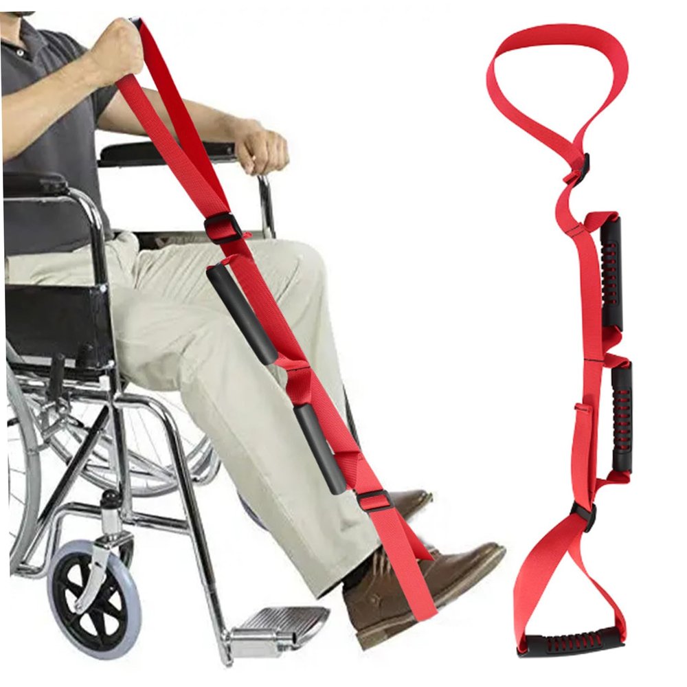 1PC Long Leg Lifter Adjustable Portable Lift Aid Tensile Resistance Hip Replacement Aids with Padded Handgrips Foot Loop for Wheelchair, Bed, Car