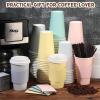 Bokon 100 Pack Disposable Coffee Cups 16 oz Spring Paper Coffee Cups Bulk with Lids Sleeves Straws Pastel Disposable Insulated Drinking for Hot Cold Beverage Tea Drinks Easter Party Supply, 4 Colors view 2