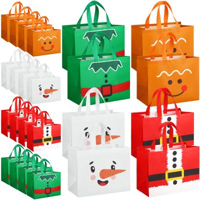 Abbylike 40 Pack Large Christmas Gift Bags Bulk13 x 10 x 7 Inch with Handle Xmas Non Woven Reusable Tote Shopping Bags for Xmas Holiday Party Treat Gifts Wrapping Supplies