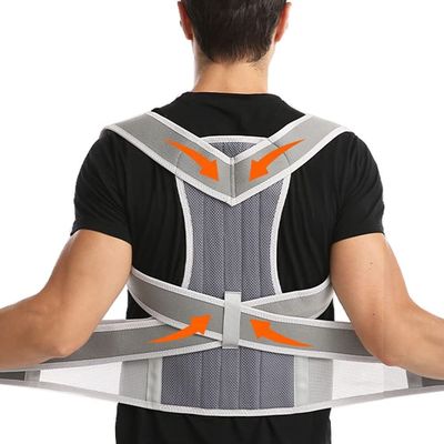 Breathable Posture Corrector For Men And Women Full Back Brace Humpback Girdle Spine Lumbar Support Belt Therapy Corset Shoulder Neck Clavicle Waist Pain Relief (Color : Gray, Size : XX-Large)