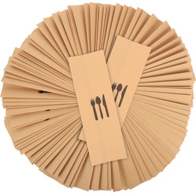 100pcs Kraft Paper Cutlery Set Wedding Rehearsal Dinner Decorations Silverware Sleeves Tableware Rehearsal Dinner Napkins Churro Bags Utensil Case Paper Bag Dinner Party Universal