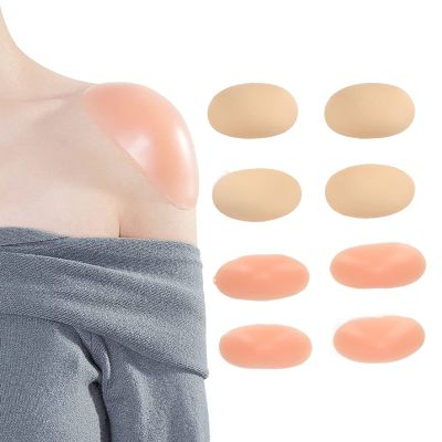4 Pairs Silicone Shoulder Push-Up Pads, Anti-Slip Adhesive Shoulder Pads Invisible Silicone Shoulder Pad for Womens Clothing Invisible Breathable Shoulder Enhancer