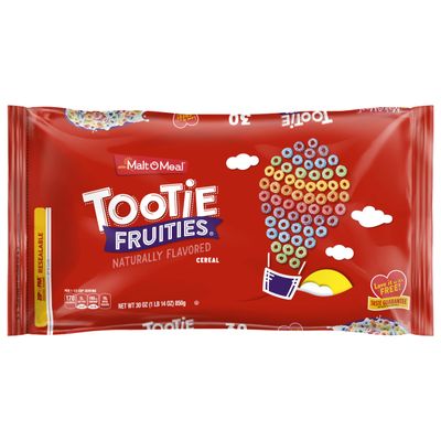 Malt-O-Meal Tootie Fruities Breakfast Cereal, Colorful and Fruity Cereal for the Family, Family Cereal Size, 30 OZ Resealable Cereal Bag