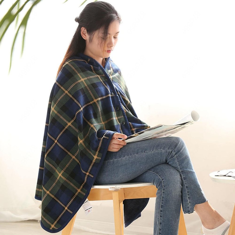 FBITE Women's Shoulder Warmer Blanket, Wearable Thickening Warm Knee Blanket for Wheelchair with Buttons Soft Super Warm Warm Knee Blanket for Patients, Elders, Cold Weather