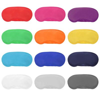 12pcs Assorted Color Polyester Sleep Eye Masks Soft Blindfold Eye Shade Cover with Nose Pad and Elastic Straps Best for Kids Women Men Travel Sleep or Games Party Supplies