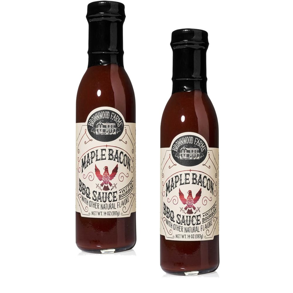 Brownwood Farms BBQ Sauce, Sweet & Spicy Flavors 2-Pack 14 oz. Bottles (Maple Bacon)