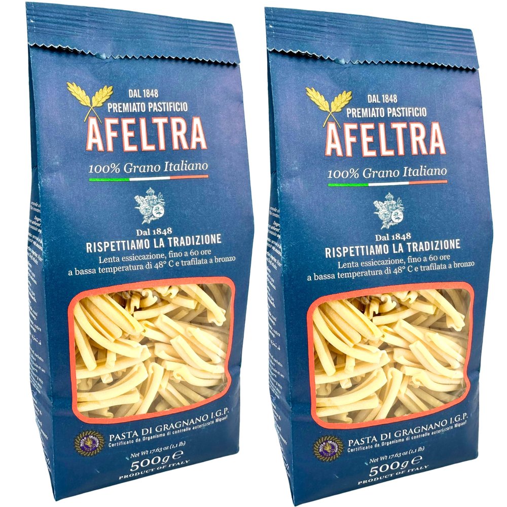 Afeltra Casarecce Pasta from Italy 17.6 oz. (500g)(Pack of 2) Casareccia - Pasta di Gragnano IGP - Authentic Italian - Noodles from Durum Wheat Semolina - Gourmet Artisan