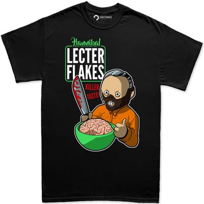 Funny Hannibal Lecter Flakes - Killer Taste Cereal T-Shirt for Men - Hannibal Merch - Cereal Killer Shirt - Supernatural Merch - Halloween Killers Shirt - Cereal Killer Bowl - Serial Killer Tshirt