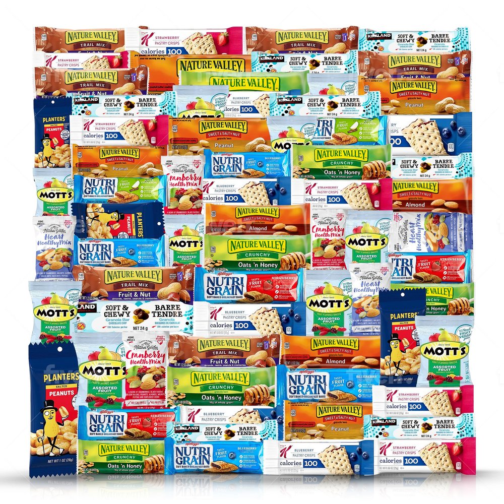 Healthy Snacks, Care Package 67 Count Premium Healthy Mixed Box & Snacks Gift Variety Pack Great for Home, Lunches, Work, Grab and Go, Office, Meetings, Breakfast Bars, Bulk Granola Bars