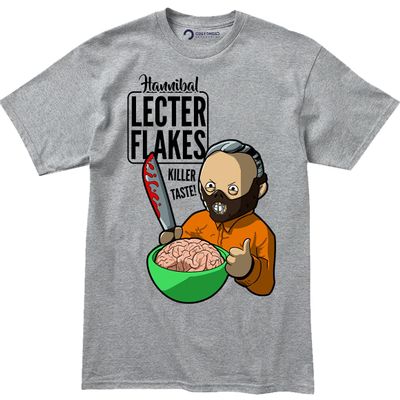 Funny Hannibal Lecter Flakes - Killer Taste Cereal T-Shirt for Men - Hannibal Merch - Cereal Killer Shirt - Supernatural Merch - Halloween Killers Shirt - Cereal Killer Bowl - Serial Killer Tshirt