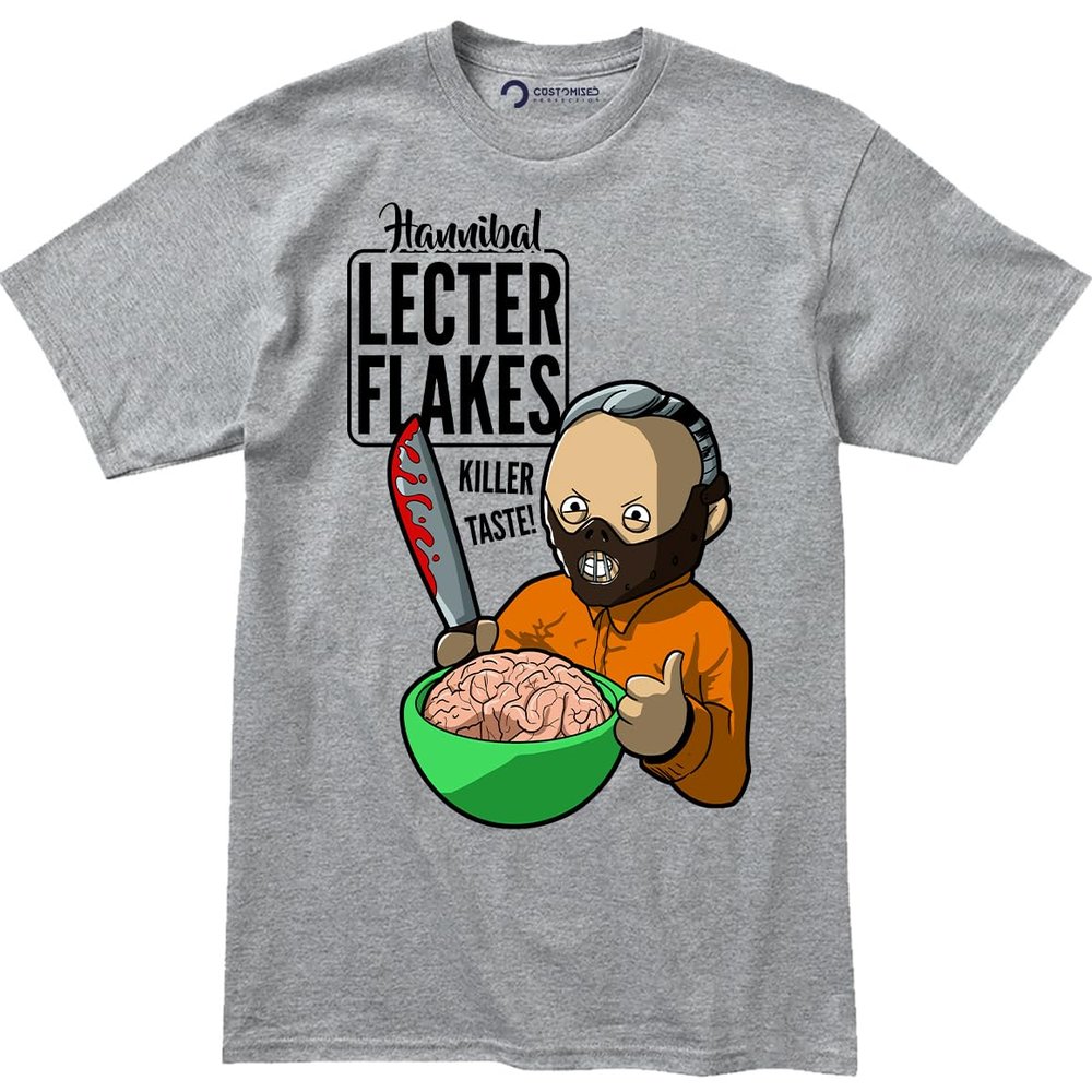 Funny Hannibal Lecter Flakes - Killer Taste Cereal T-Shirt for Men - Hannibal Merch - Cereal Killer Shirt - Supernatural Merch - Halloween Killers Shirt - Cereal Killer Bowl - Serial Killer Tshirt