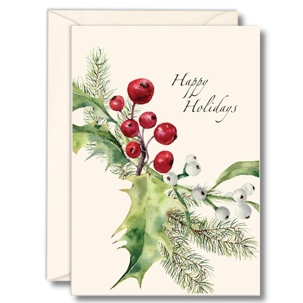 Earth Sky + Water - Winterberries Notecard Set - 8 Blank Cards with Envelopes