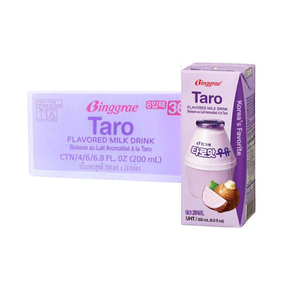Binggrae Taro Flavored Milk Drink  Sweet and Creamy Korean Beverage  Shelf-Stable  Pack of 24 Drink Boxes
