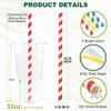 [10MM Wide] 10.25 Inch Extra Long Fat Sturdy Paper Drinking Straws for Smoothies, Milkshakes, Thick Frozen Drinks - 100 Counts, Colorful Stripes - Biodegradable view 2