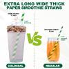 [10MM Wide] 10.25 Inch Extra Long Fat Sturdy Paper Drinking Straws for Smoothies, Milkshakes, Thick Frozen Drinks - 100 Counts, Colorful Stripes - Biodegradable view 4