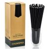 Chunspak 10 inch Long Disposable Black Paper Cocktail Straws & Stirrer Sticks, 250 Counts, Unwrapped - for Tall Drinks, Bars and Restaurants view 1
