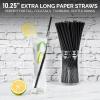 Chunspak 10 inch Long Disposable Black Paper Cocktail Straws & Stirrer Sticks, 250 Counts, Unwrapped - for Tall Drinks, Bars and Restaurants view 2