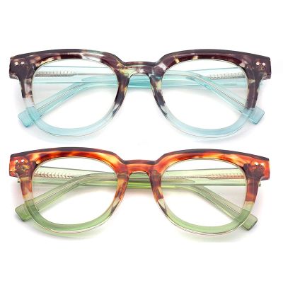 ESAVIA Trendy Premium Reading Glasses for Women Oprah Style Computer Readers Anti Blue Light with TR90 Unbreakable Frame (Blue Green, 2.5, diopters)