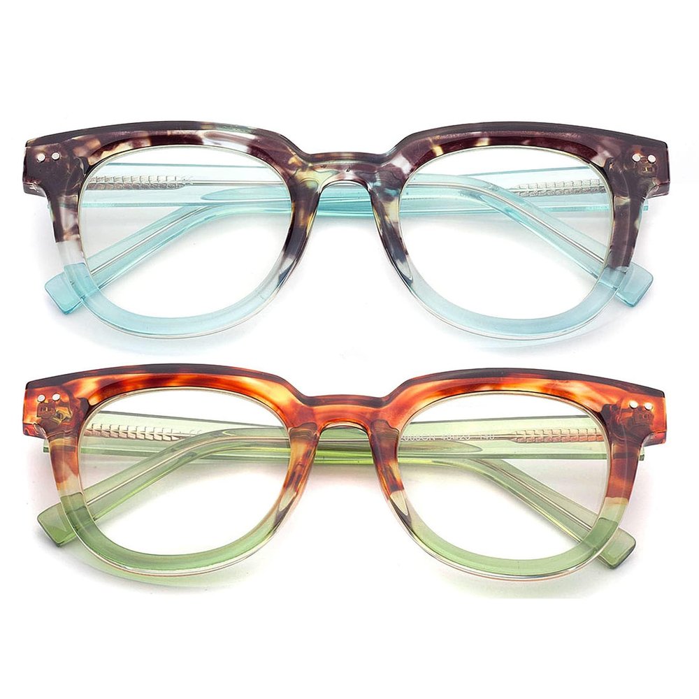ESAVIA Trendy Premium Reading Glasses for Women Oprah Style Computer Readers Anti Blue Light with TR90 Unbreakable Frame (Blue Green, 2.5, diopters)