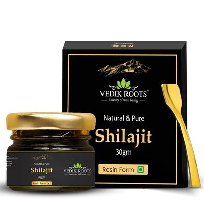 VEDIKROOTS Pure Himalayan Shilajit Resin  Gold Grade 800mg | 85+ Trace Minerals & 75% Fulvic Acid | Supports Energy, Stamina & Immune Health | Third-Party Lab Tested | 30g, 75 Servings