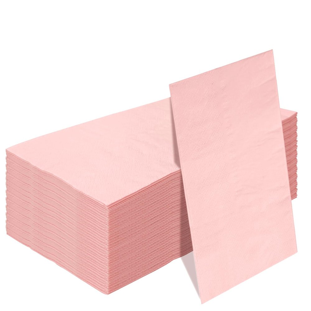 50 Pieces 3-ply Light Pink Paper Napkins 13 x 15.7 Inches Guest Towels Disposable Bathroom Paper Hand Towels for Bathroom Kitchen Wedding Birthday Party Disposable Napkins