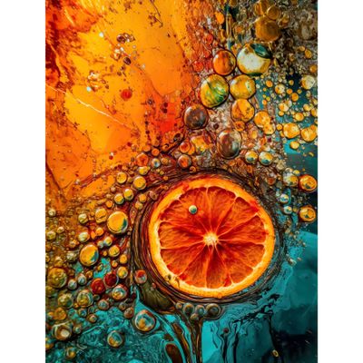 Artery8 Abstract Liquid Paint Dried Orange Fruit Slice Extra Large XL Wall Art Poster Print