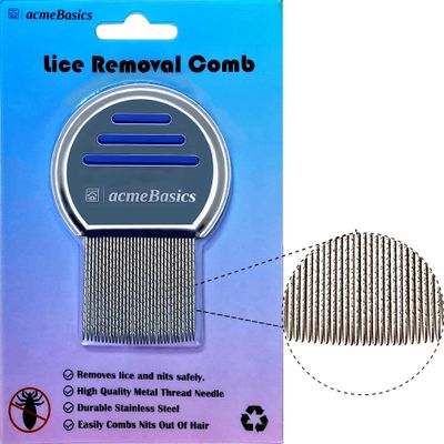 Acme Basics Lice Comb, Premium Quality Stainless Steel Lice and Nit Comb for Head Lice Treatment for Kids and Adults. Professional, Durable and Reusable