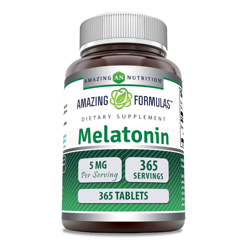 Amazing Formulas Melatonin 5 Mg Tablets Supplement | Non-GMO | Gluten Free | Made in USA (Pack of 1 | 365 Count)