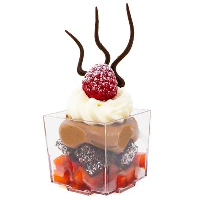 50 Pack 2.5 oz. Cube Mini Dessert Cups | Clear Disposable Small Square Party Cup | Shooter Cups for Weddings, Events, and Parties | CMJJ