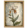 Artery8 Single Orchid Flower Pastel Colour Art Nouveau Artwork Framed A3 Wall Art Print view 1