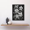 Artery8 White on Black Blooming Orchid Flower Plants Artwork Framed A3 Wall Art Print view 2
