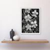 Artery8 White on Black Blooming Orchid Flower Plants Artwork Framed A3 Wall Art Print view 2