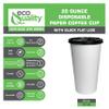 20 oz Disposable White Paper Coffee Cups with Black Flat Lids, Recyclable Hot/Cold Beverage Paper Drinking Cups with Lids for Tea, Water, Coffee, Travel, Picnic, Breakroom, Office (400 PACK) view 2