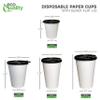 20 oz Disposable White Paper Coffee Cups with Black Flat Lids, Recyclable Hot/Cold Beverage Paper Drinking Cups with Lids for Tea, Water, Coffee, Travel, Picnic, Breakroom, Office (400 PACK) view 4