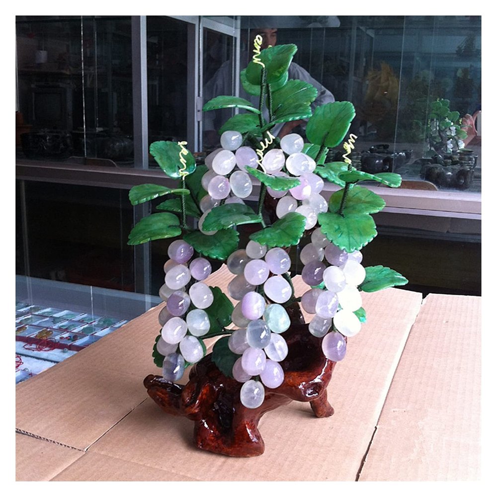 FIONEL Artificial Plants Artificial Bonsai Natural Amethyst Jade Grape Bonsai for Home Indoor Decoration Entrance Wine Cabinet Jade Carving Decoration Bonsai Pine Tree