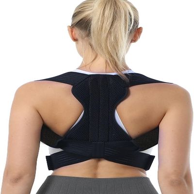 Adjustable Back Posture Corrector Upper Back Support Belt Unisex Breathable Shoulder Back Clavicle Lumbar Brace For Prevent Scoliosis,Improve Hunchback,Relieve Pain ( Color : Black , Size : X-Small )
