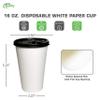 16 oz Disposable White Paper Coffee Cups with Black Flat Lids, Recyclable Hot/Cold Beverage Paper Drinking Cups with Lids for Tea, Water, Coffee, Travel, Picnic, Breakroom, Office (400 PACK) view 3